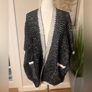 Elegant Black and White Chevron Cardigan